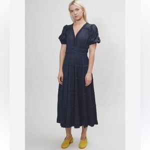 Ulla Johnson women’s Olivia dress midi midnight navy size 10 boho chic